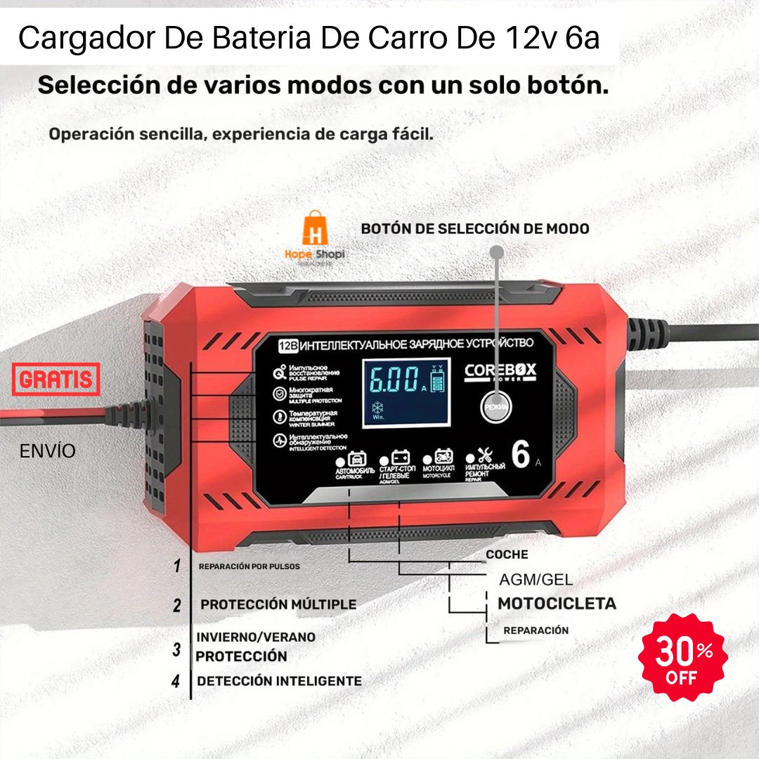 Cargador De Bateria De Carro De 12v 6a