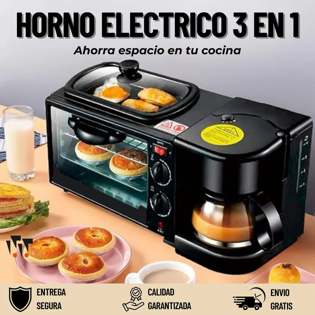 Horno Tostador + Plancha + Cafetera TODO EN UNO
