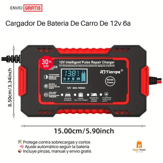 Cargador De Bateria De Carro De 12v 6a