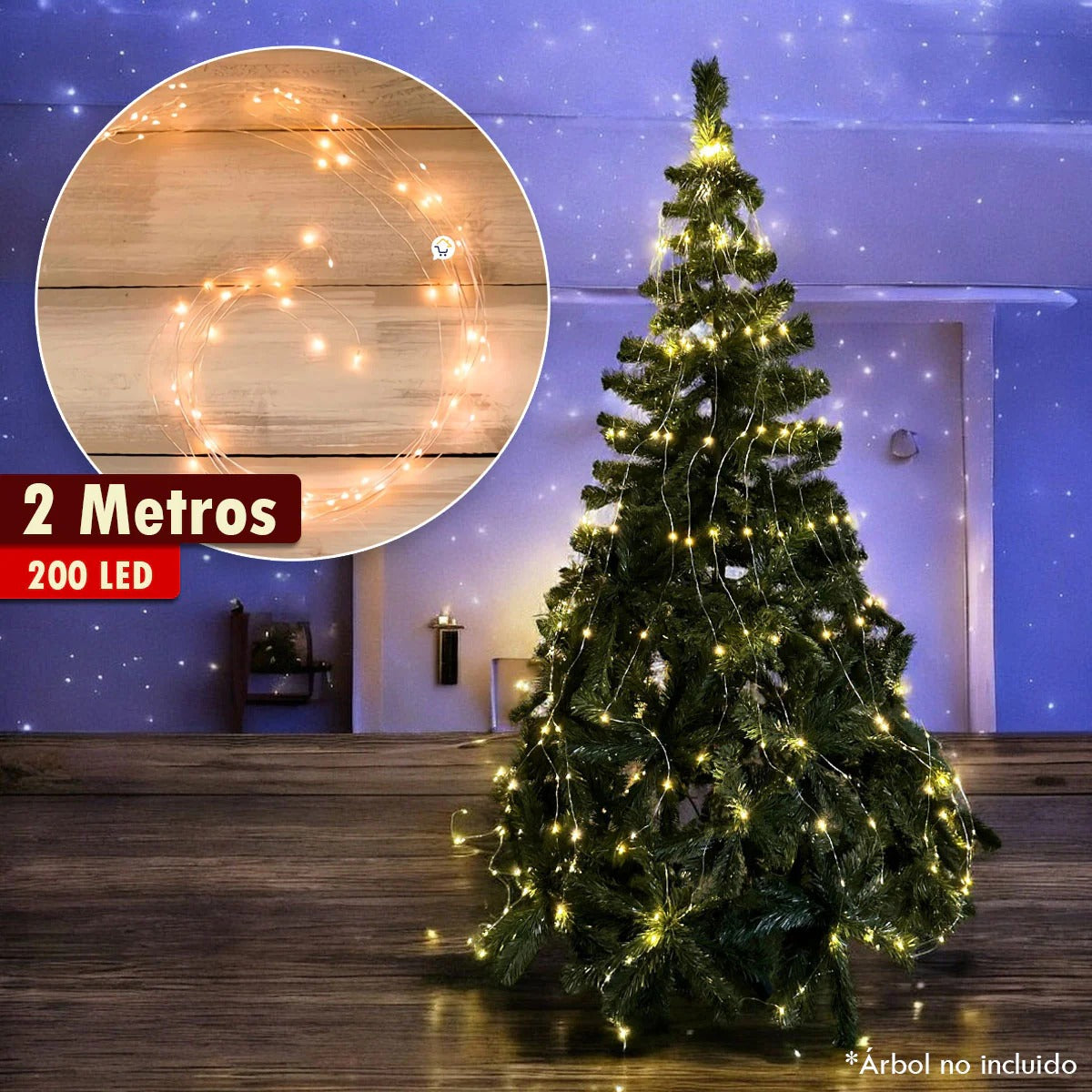 Luz Cascada Micro LED Para 🌲 Árbol  Navidad +  (Obsequio Estrella)