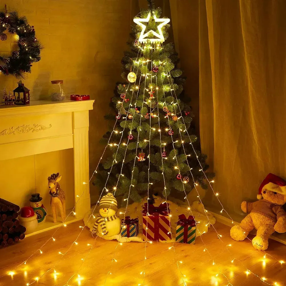 Luz Cascada Micro LED Para 🌲 Árbol  Navidad +  (Obsequio Estrella)